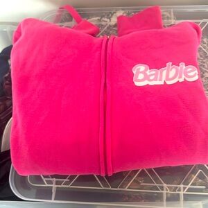 Pink hooded Barbie sweatshirt size large.